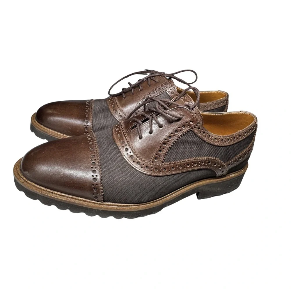 Donald J. Pliner Jordin Men's Dark Brown Oxford Derbys leather nylon office 8.5